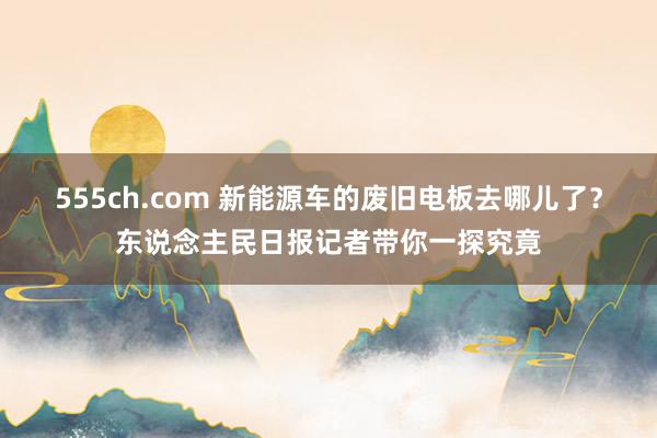 555ch.com 新能源车的废旧电板去哪儿了？东说念主民日报记者带你一探究竟