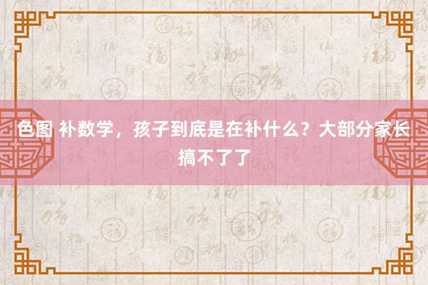 色图 补数学，孩子到底是在补什么？大部分家长搞不了了