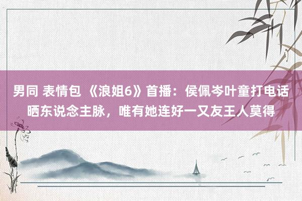 男同 表情包 《浪姐6》首播：侯佩岑叶童打电话晒东说念主脉，唯有她连好一又友王人莫得